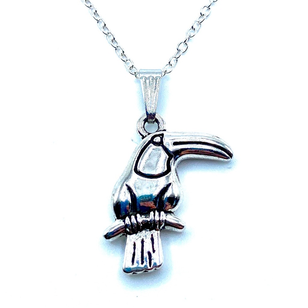 Silver Toucan Bird Pendant Necklace